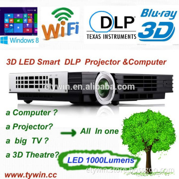 Mini projector with Win8 system computer smart all in one projector 3d games